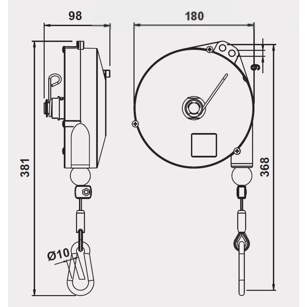 Immagine del prodotto n. 2: Paranco a molla Foodline, con bloccaggio, estrazione cavo 2,5 m, portata 10-14 kg
