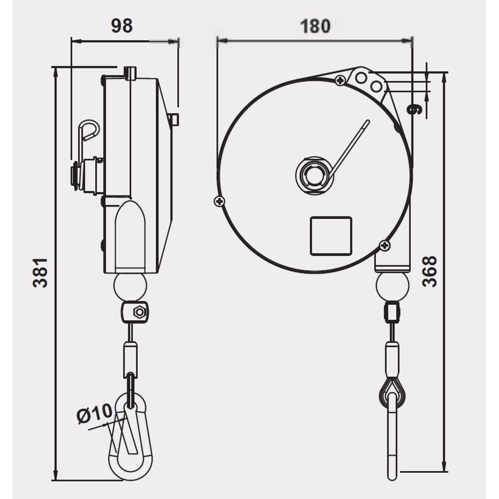 Paranco a molla Foodline, con bloccaggio, estrazione cavo 2,5 m, portata 0,5-2 kg Immagine del prodotto n. 2: Paranco a molla Foodline, con bloccaggio, estrazione cavo 2,5 m, portata 0,5-2 kg