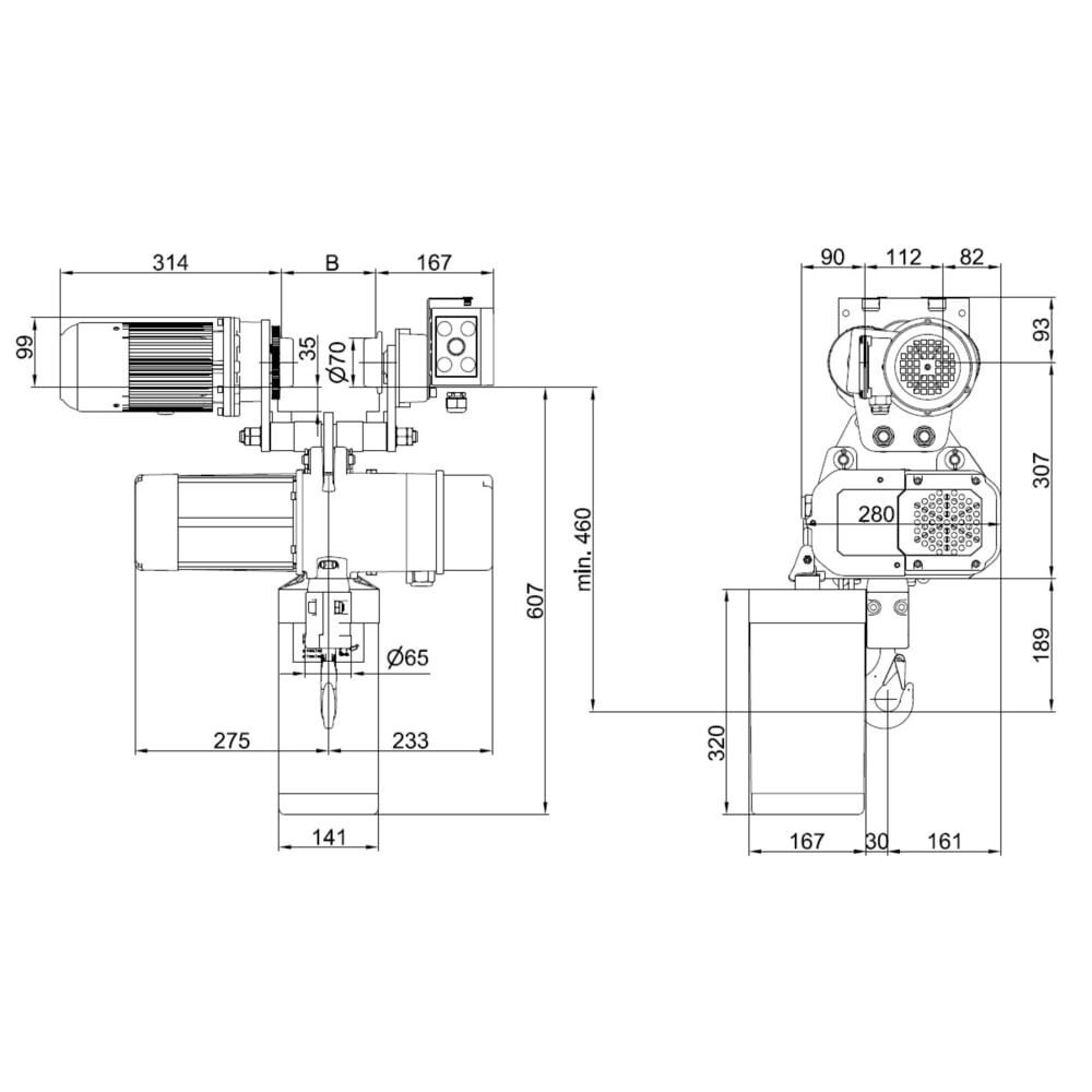 Immagine del prodotto n. 7: Paranco elettrico LIFTKET S-Line con carrello elettrico, portata 500 kg, 8/2 m/min
