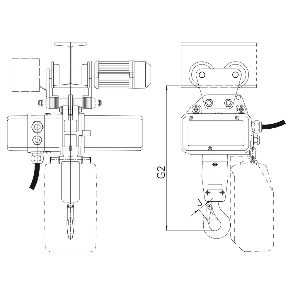 Immagine del prodotto n. 2: Paranco elettrico LIFTKET S-Line con carrello manuale, portata 125 kg, 8/2 m/min