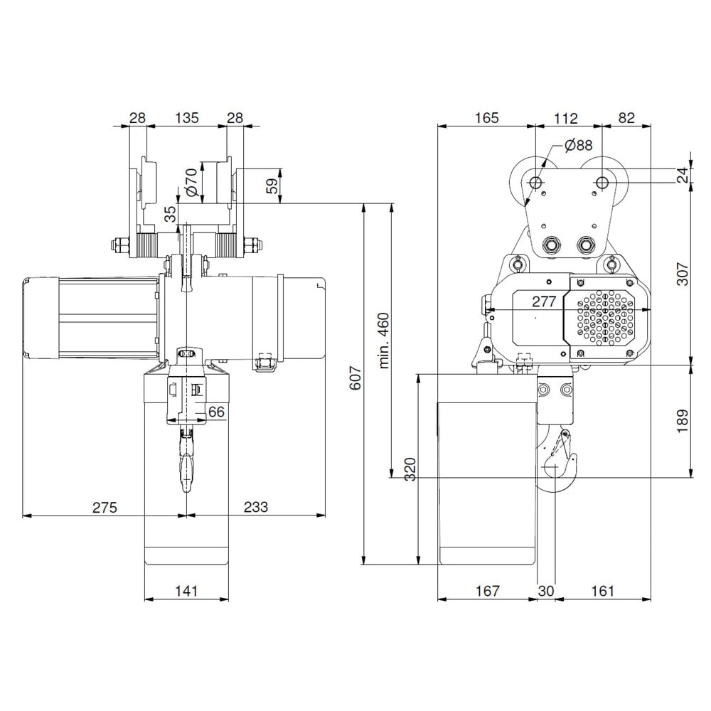 Immagine del prodotto n. 7: Paranco elettrico LIFTKET S-Line con carrello manuale, portata 500 kg, 8/2 m/min