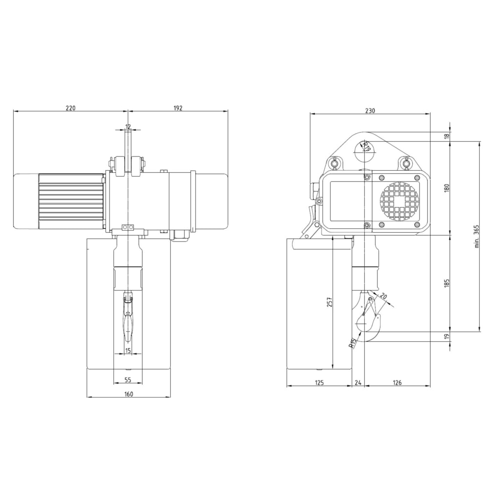 Immagine del prodotto n. 6: Paranco elettrico LIFTKET S-Line con sospensione forata, portata 125 kg, 8/2 m/min