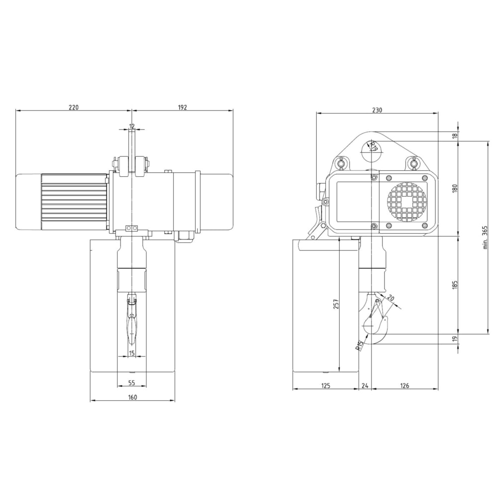 Immagine del prodotto n. 6: Paranco elettrico LIFTKET S-Line con sospensione forata, portata 250 kg, 8/2 m/min