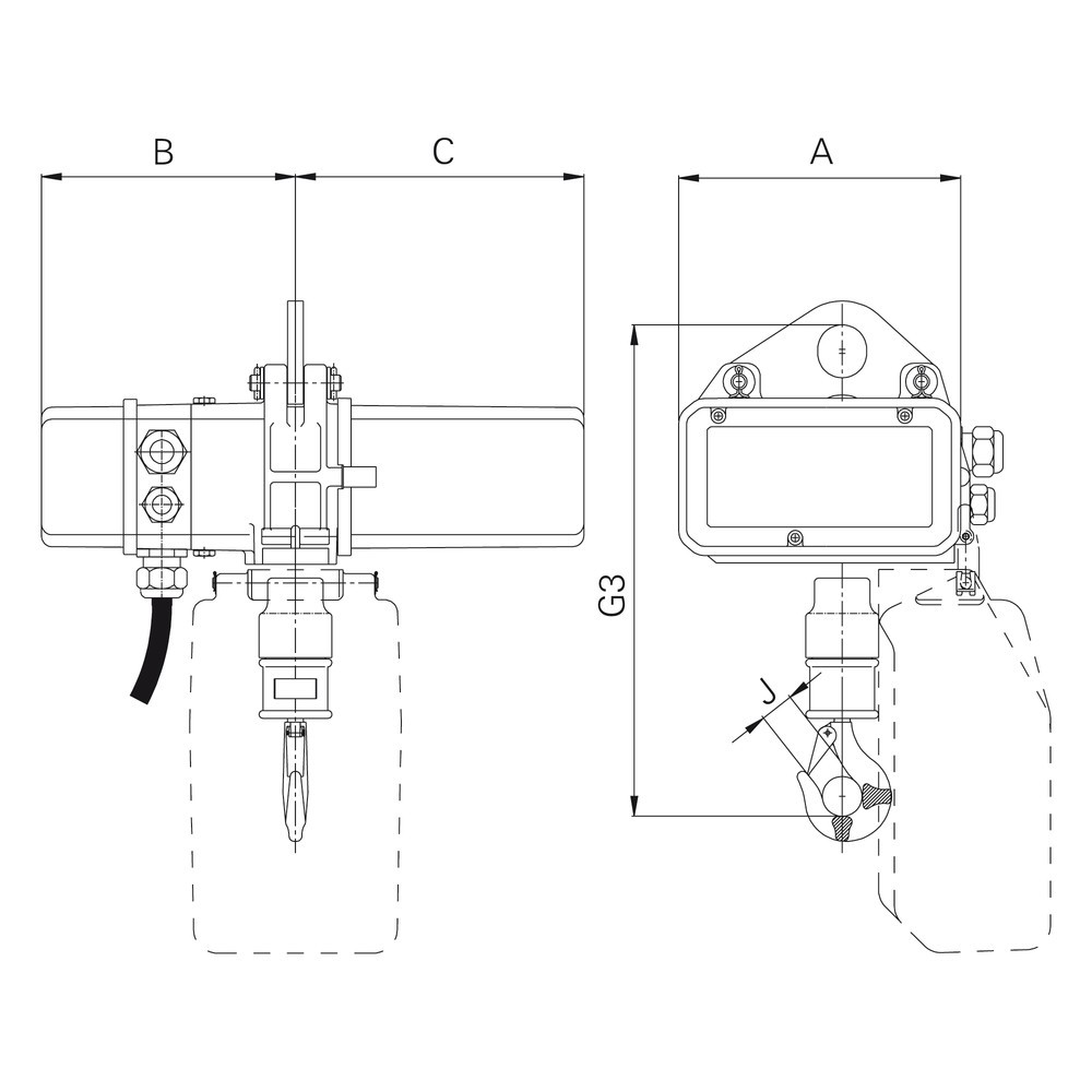 Immagine del prodotto n. 2: Paranco elettrico LIFTKET S-Line con sospensione forata, portata 125 kg, 8/2 m/min