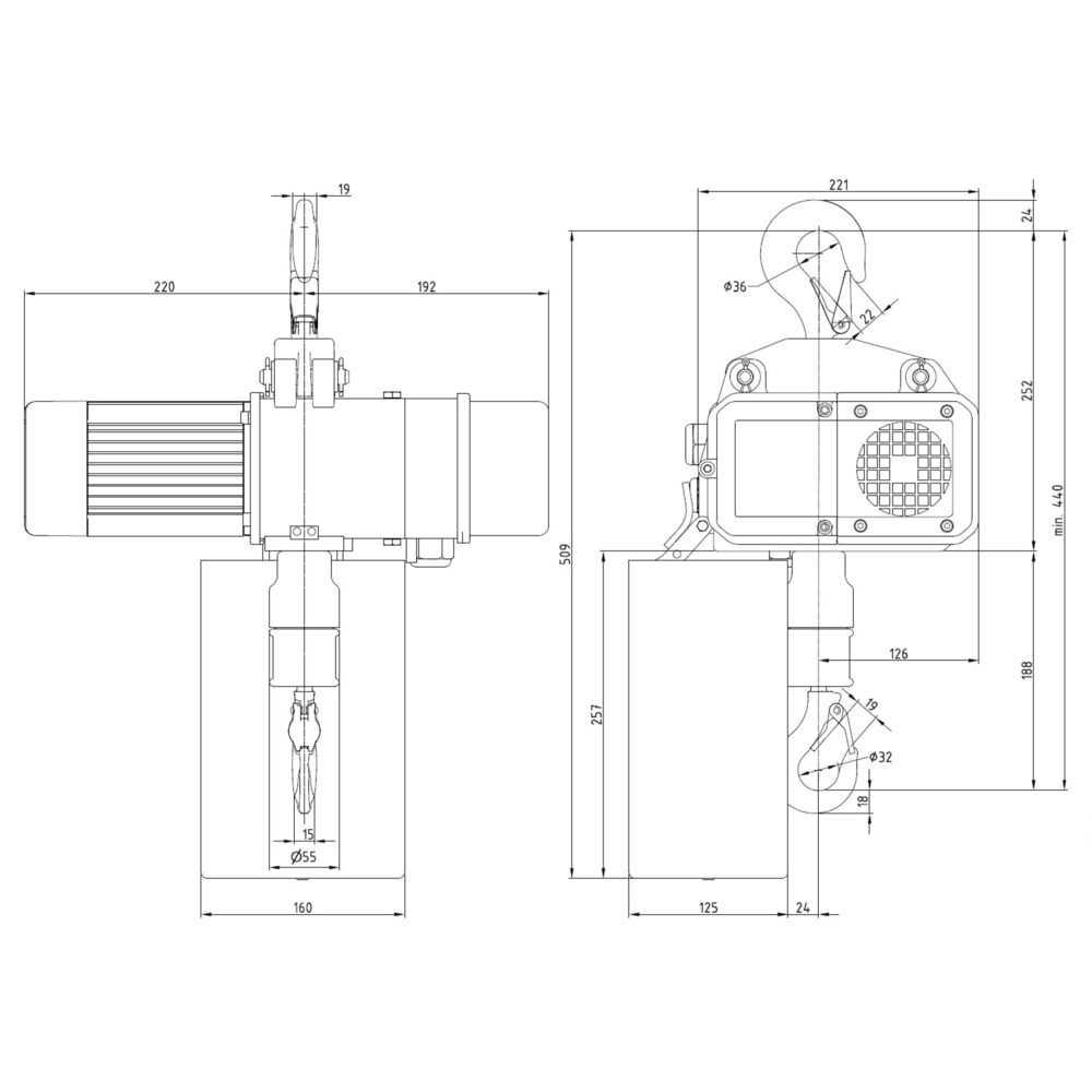 Immagine del prodotto n. 6: Paranco elettrico LIFTKET S-Line con gancio di sospensione, portata 125 kg, 8/2 m/min