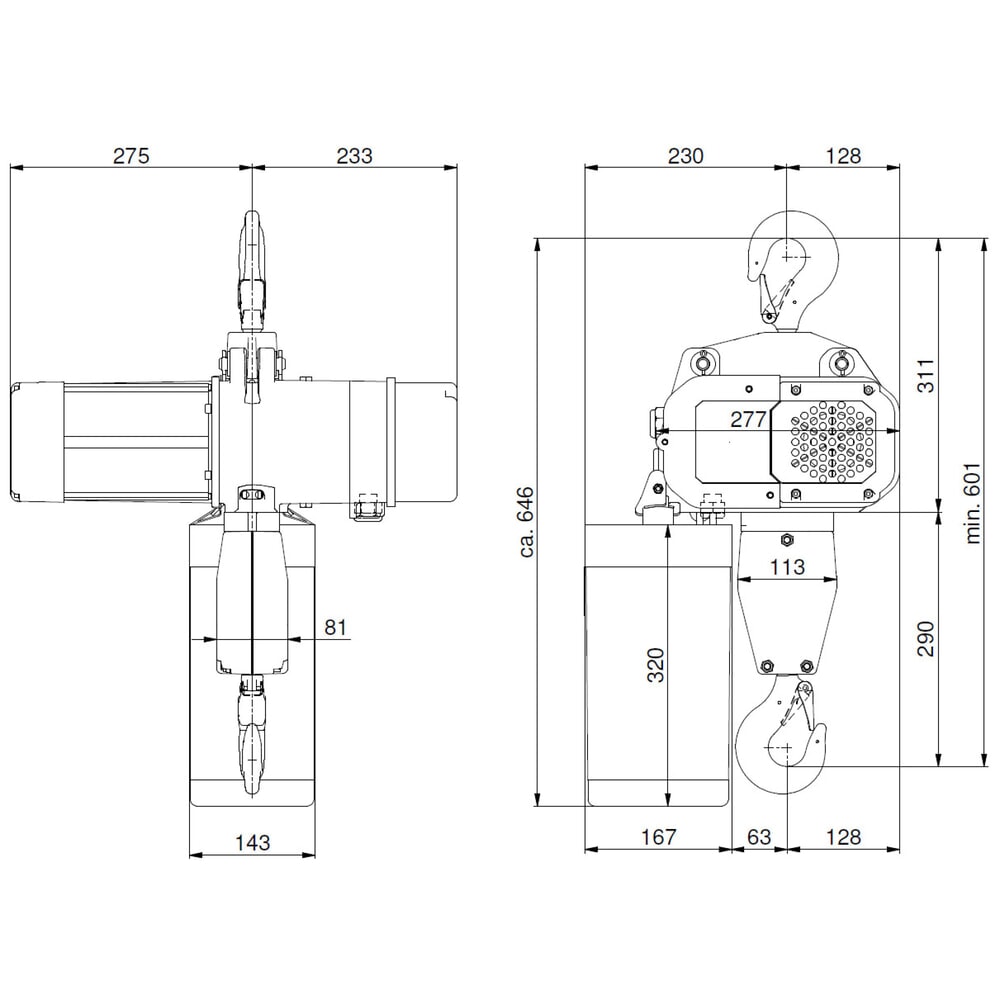 Immagine del prodotto n. 6: Paranco elettrico LIFTKET S-Line con gancio di sospensione, portata 1.000 kg, 4/1 m/min