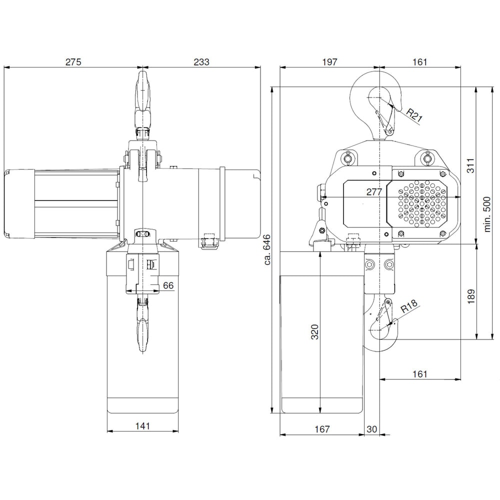 Immagine del prodotto n. 6: Paranco elettrico LIFTKET S-Line con gancio di sospensione, portata 1.000 kg, 6/1,5 m/min