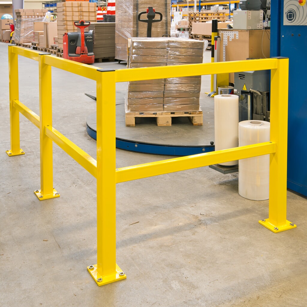 Parapetto anticollisione S-Line, per interni, paletti angolari, altezza 1.000 mm Immagine del prodotto n. 3: Parapetto anticollisione S-Line, per interni, paletti angolari, altezza 1.000 mm