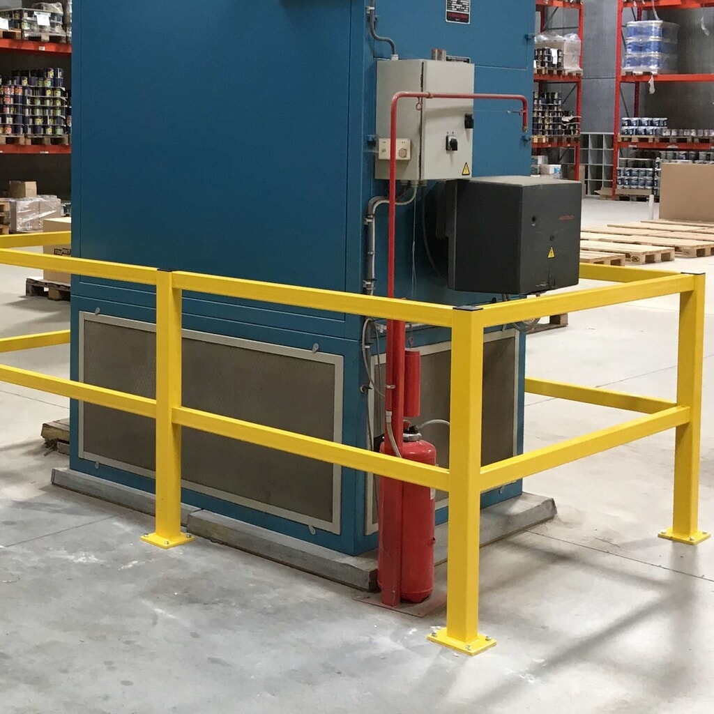 Parapetto anticollisione S-Line, per interni, paletti centrali, altezza 1.000 mm Immagine del prodotto n. 8: Parapetto anticollisione S-Line, per interni, paletti centrali, altezza 1.000 mm
