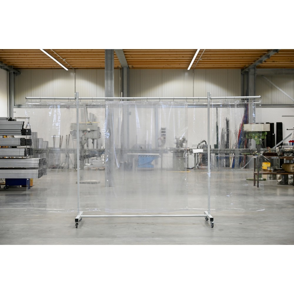 Immagine del prodotto n. 1: Parete di protezione mobile con bracci girevoli, 3 pezzi, lamelle da 0,4 mm, trasparente