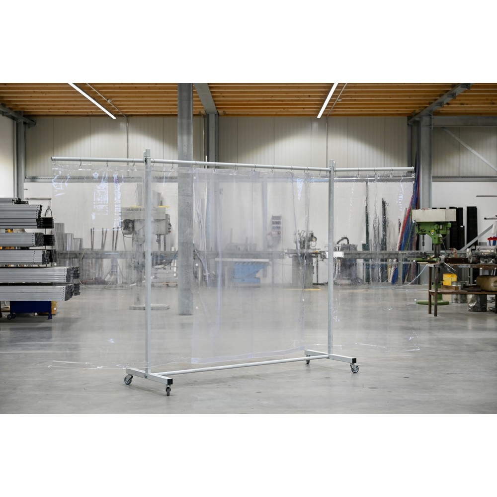 Immagine del prodotto n. 2: Parete di protezione mobile con bracci girevoli, 3 pezzi, lamelle da 0,4 mm, trasparente