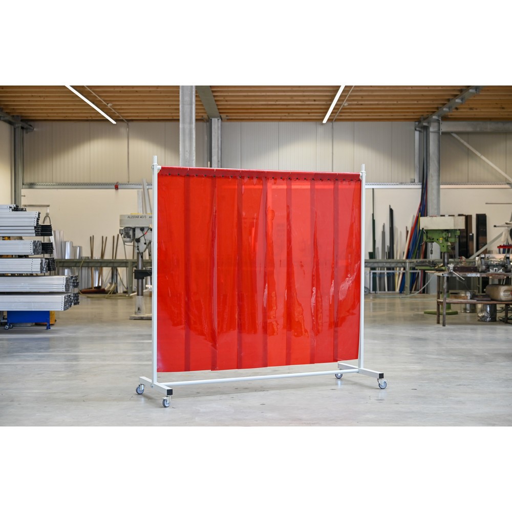 Immagine del prodotto n. 2: Parete di protezione mobile con bracci oscillanti, conforme alla norma ISO EN 25980 (EN 1598), 1 pezzi, lamelle di 2 mm, rosso/trasparente