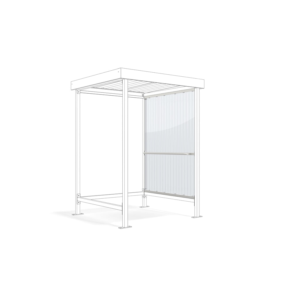 Immagine del prodotto: Parete destra per pensiline per fumatori Basic, colonnine bianco grigio