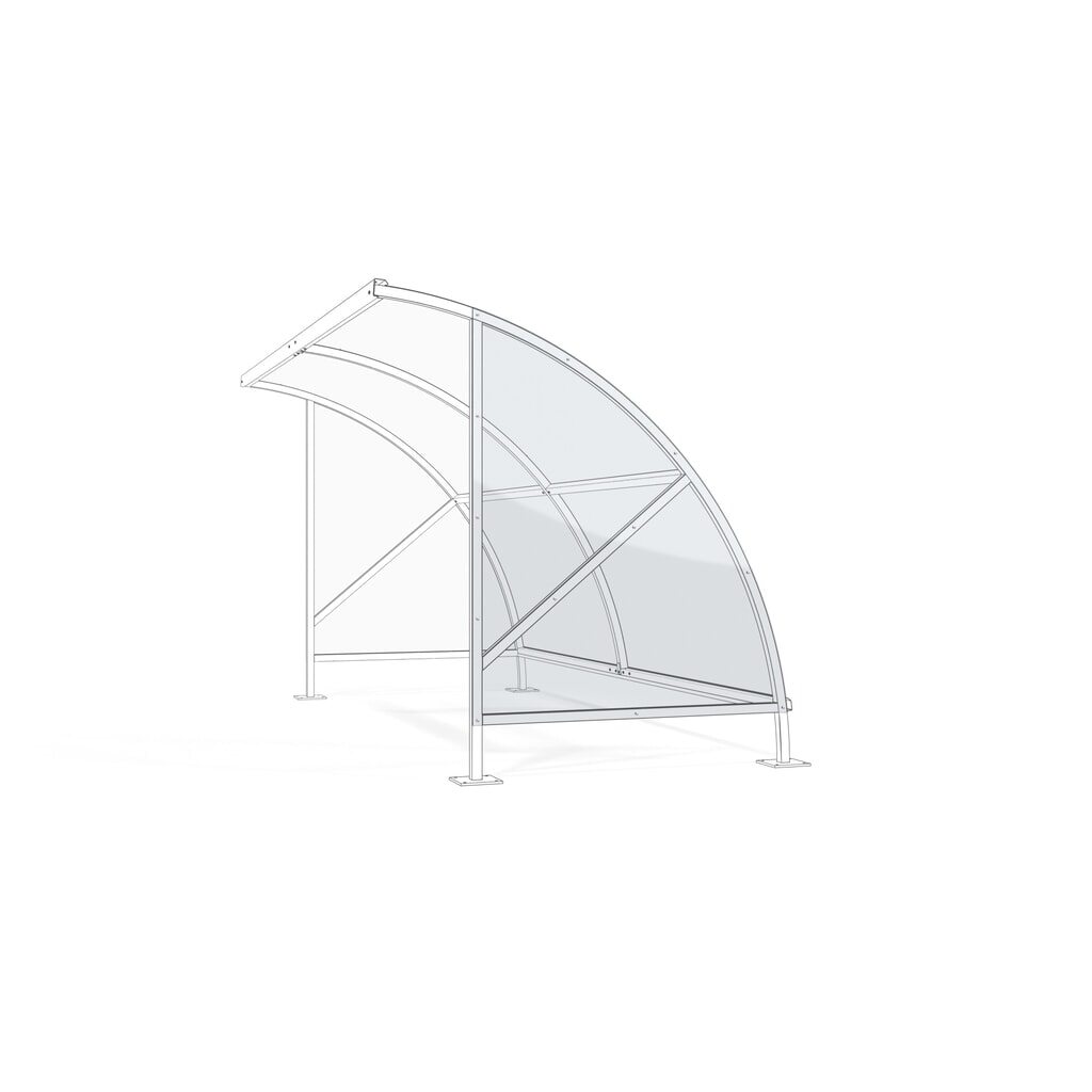 Parete laterale per baldacchino SWING in tipologia costruttiva ad arco tondo, destra Immagine del prodotto: Parete laterale per baldacchino SWING in tipologia costruttiva ad arco tondo, destra