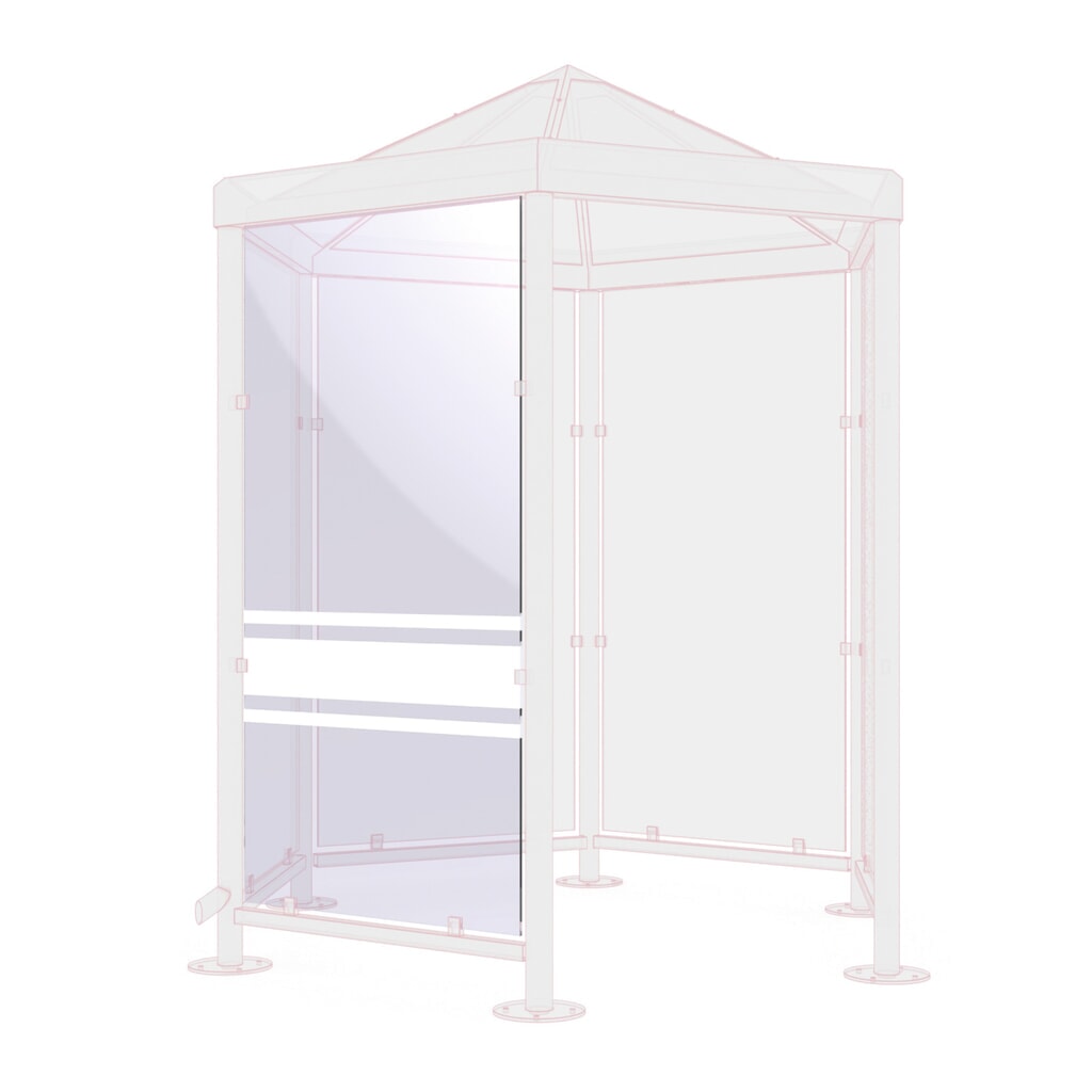 Parete per padiglione fumatori, esagonale, Decorazione vetro 02 Immagine del prodotto n. 2: Parete per padiglione fumatori, esagonale, Decorazione vetro 02
