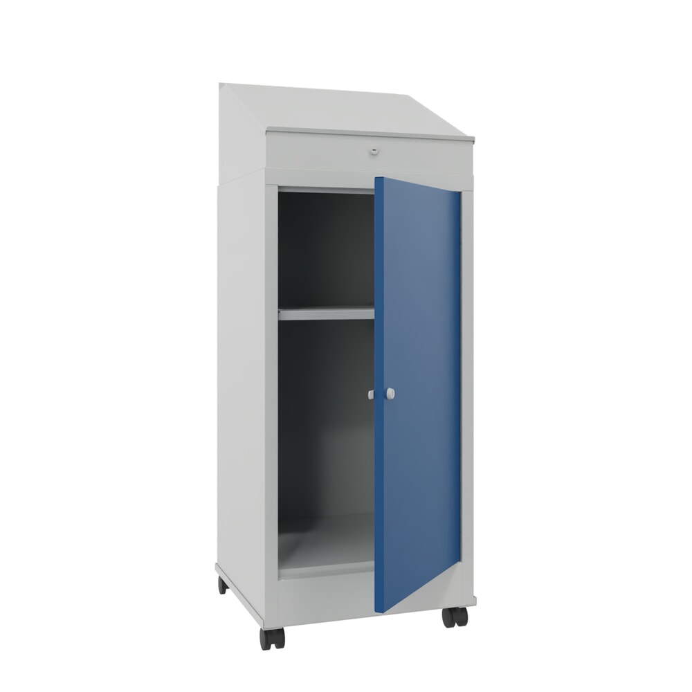 Immagine del prodotto n. 2: Leggio industriale PAVOY, mobile, HxBxT 1.330 x 500 x 500 mm, 1 ripiano estraibile, grigio chiaro, blu genziana