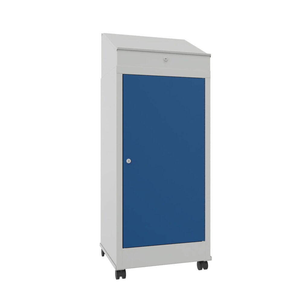 Immagine del prodotto n. 1: Leggio industriale PAVOY, mobile, HxBxT 1.330 x 500 x 500 mm, 1 ripiano estraibile, grigio chiaro, blu genziana