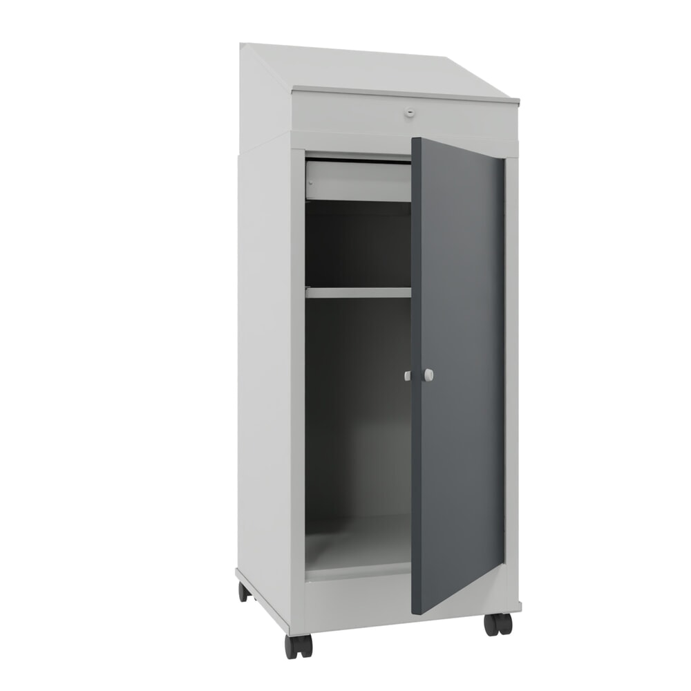 Immagine del prodotto n. 2: Leggio industriale PAVOY, mobile, HxBxT 1.330 x 500 x 500 mm, 1 ripiano estraibile, 1 cassetto, grigio chiaro, grigio antracite