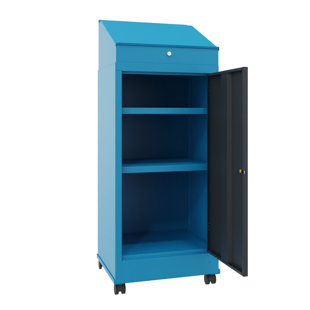 Immagine del prodotto n. 2: Leggio industriale PAVOY, mobile, HxBxT 1.330 x 500 x 500 mm, 2 ripiani, azzurro chiaro, grigio antracite