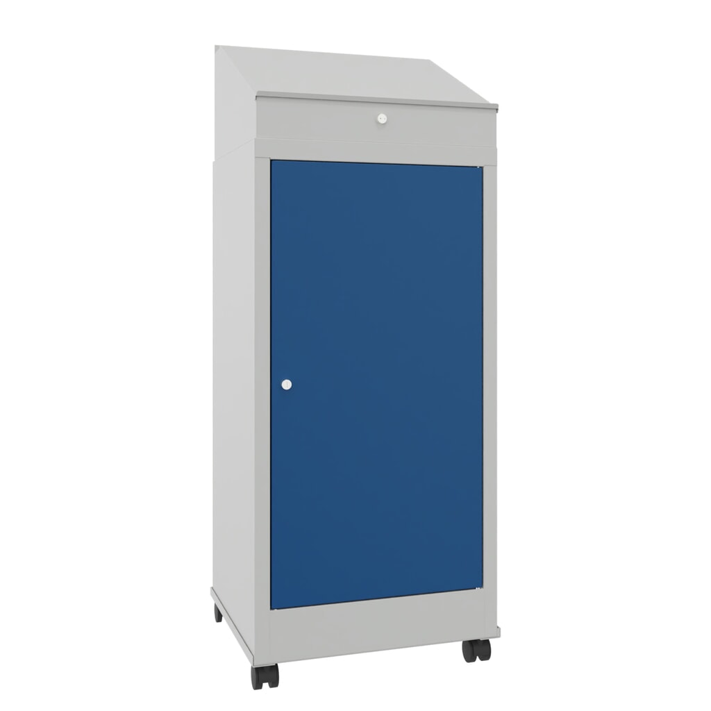 Leggio industriale PAVOY, mobile, HxBxT 1.330 x 500 x 500 mm, 2 ripiani, grigio chiaro, blu genziana Immagine del prodotto: Leggio industriale PAVOY, mobile, HxBxT 1.330 x 500 x 500 mm, 2 ripiani, grigio chiaro, blu genziana