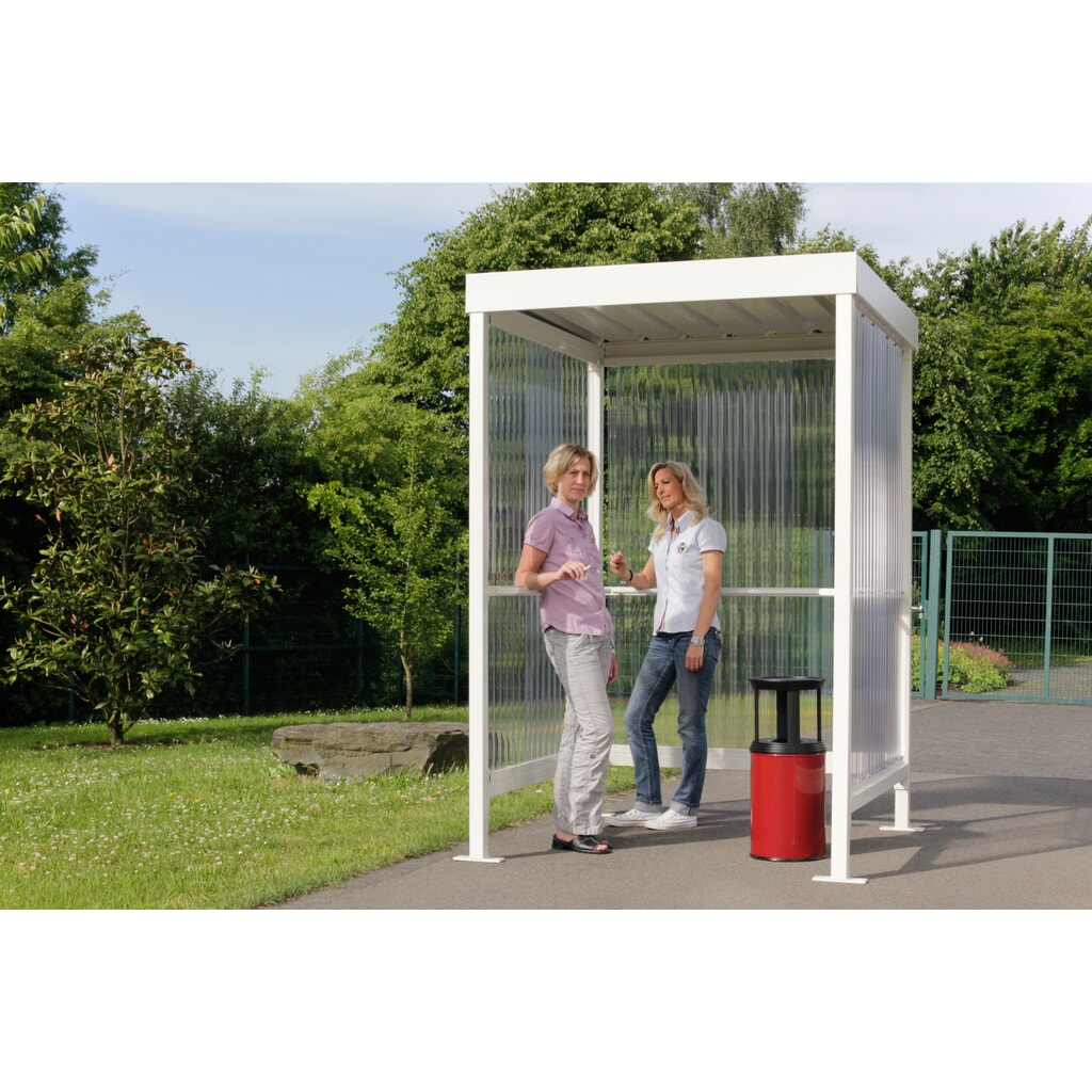 Parete destra per pensiline per fumatori Basic, colonnine bianco grigio Immagine del prodotto n. 2: Parete destra per pensiline per fumatori Basic, colonnine bianco grigio