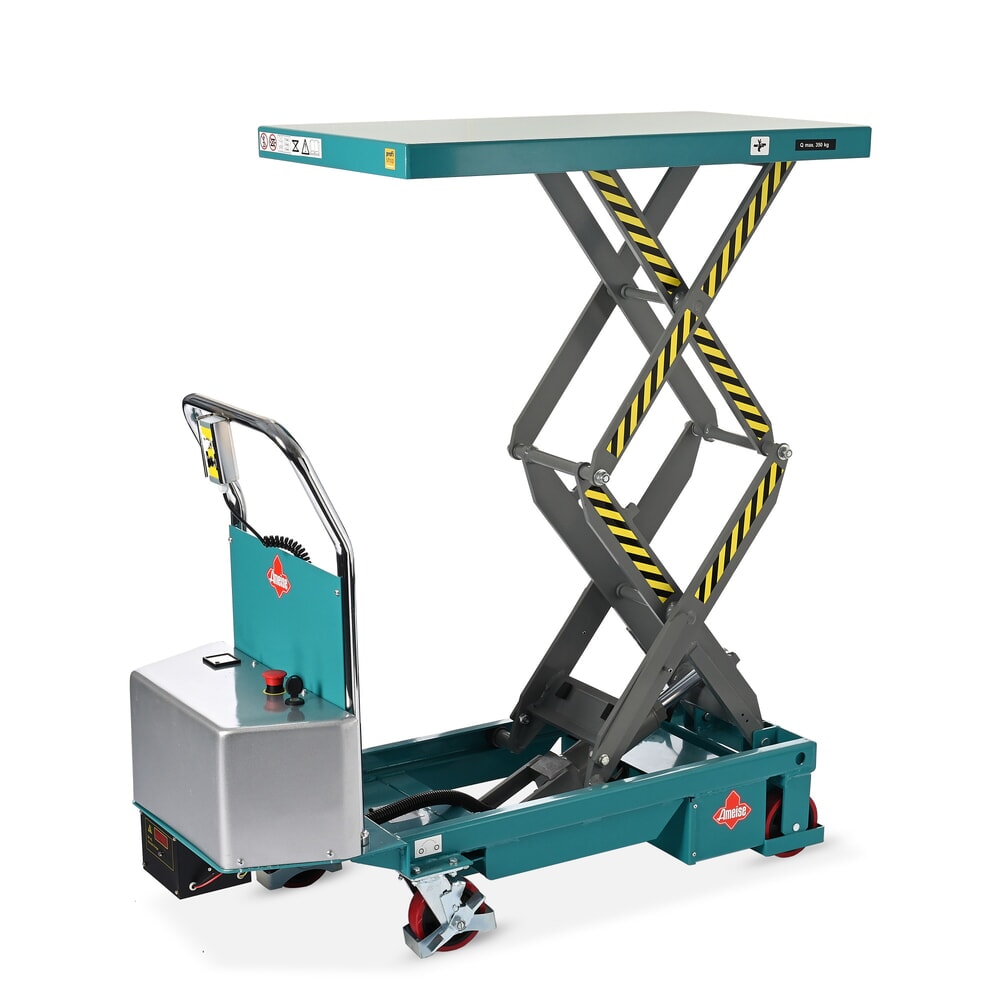 Immagine del prodotto: Carello a doppio pantografo con piano elevatore Ameise®, elettrico, portata 350 kg, da 910 x 500 mm
