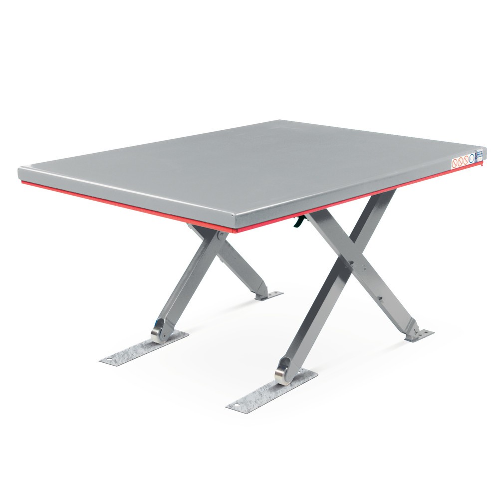 Immagine del prodotto: Piano elevatore a pantografo piatto FLEXLIFT, chiuso, portata 600 kg, piattaforma da 1.400 x 900 mm, 400 V