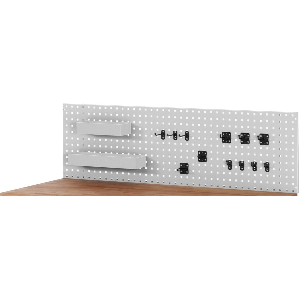 Struttura banco da lavoro RAU, piastra forata per il montaggio autonomo, AxLxP 450 x 1.250 x 15 mm, incluso set di supporto Immagine del prodotto: Struttura banco da lavoro RAU, piastra forata per il montaggio autonomo, AxLxP 450 x 1.250 x 15 mm, incluso set di supporto