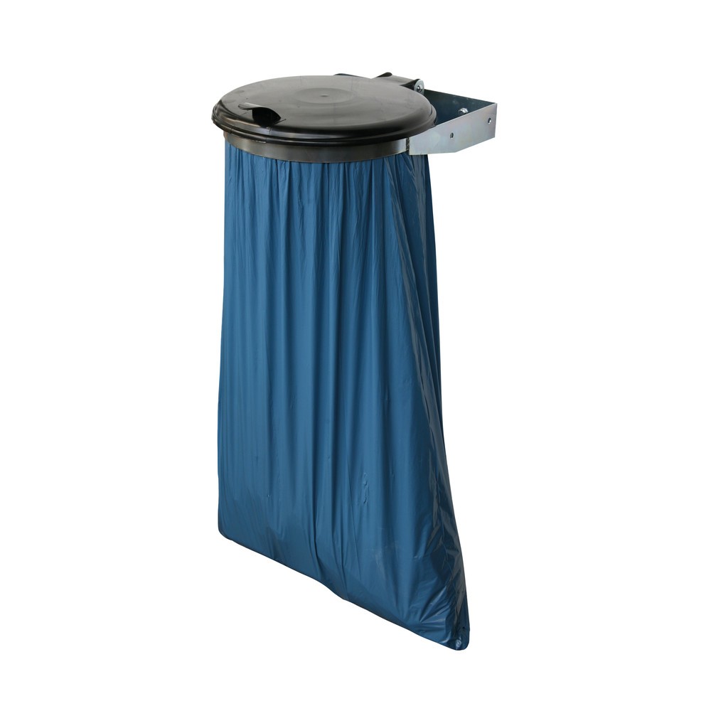 Immagine del prodotto n. 3: RENNER Porta-sacchetto dei rifiuti cestino singolo, supporto da parete, coperchio in materiale plastico, zincato a caldo