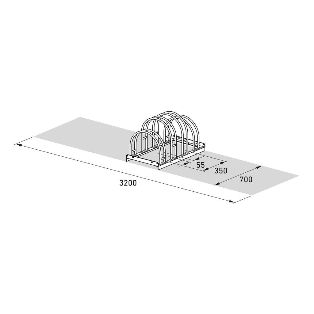 Portabiciclette ad arco, con caricamento su 2 lati, 4 posti, zincato Immagine del prodotto n. 7: Portabiciclette ad arco, con caricamento su 2 lati, 4 posti, zincato
