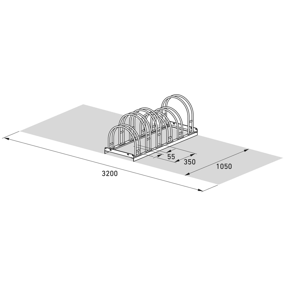 Immagine del prodotto n. 7: Portabiciclette ad arco, con caricamento su 2 lati, 6 posti, zincato