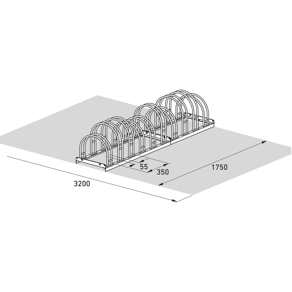 Immagine del prodotto n. 7: Portabiciclette ad arco, con caricamento su 2 lati, 10 posti, zincato