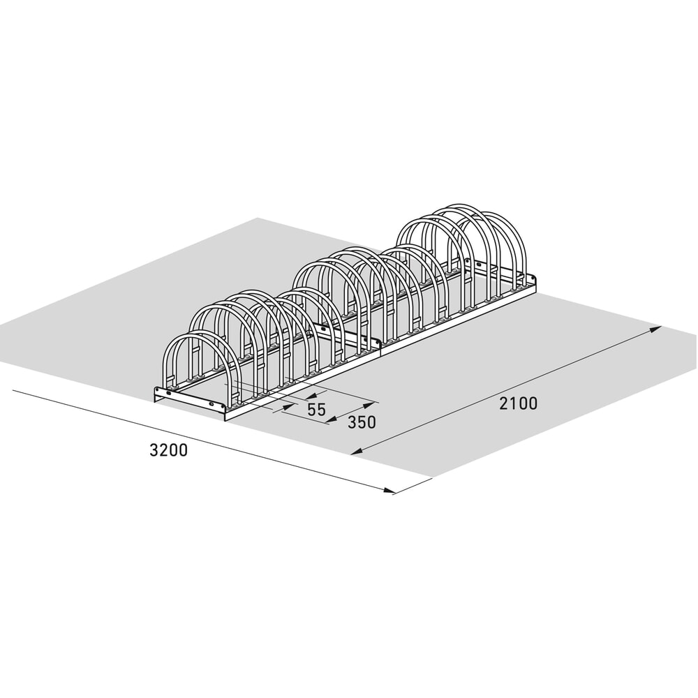 Immagine del prodotto n. 7: Portabiciclette ad arco, con caricamento su 2 lati, 12 posti, zincato
