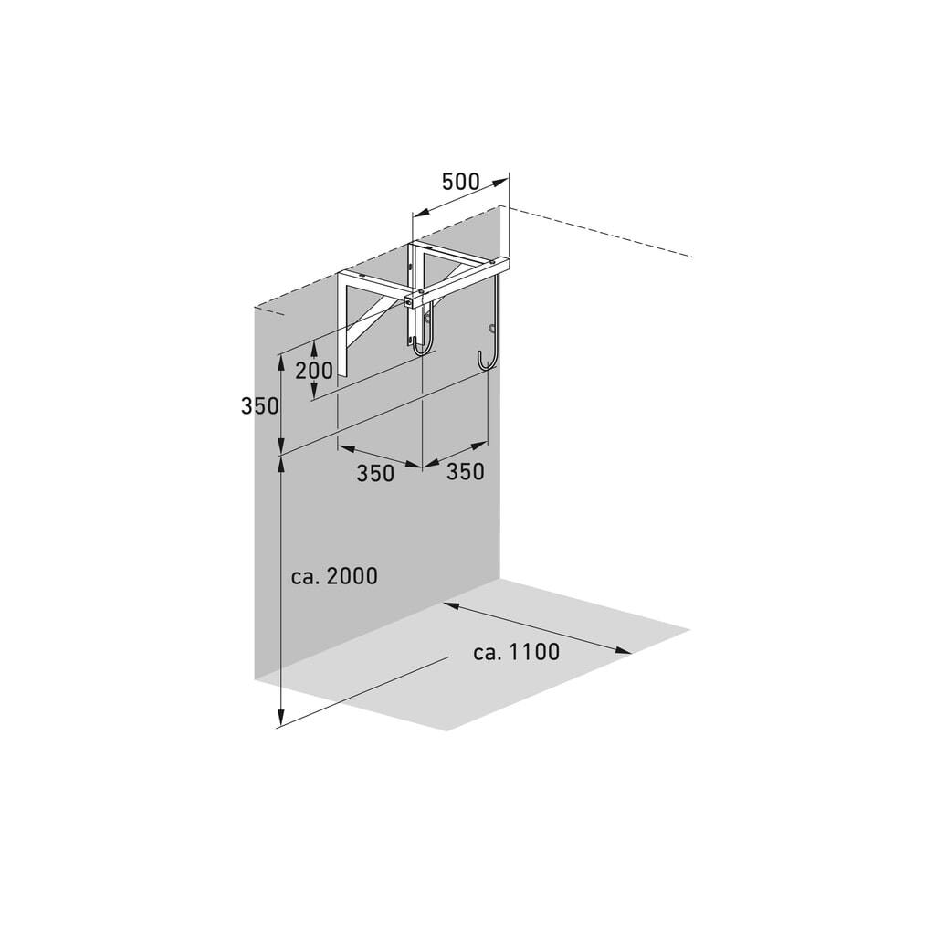 Portabiciclette sospeso, 2 posti, montaggio a soffitto Immagine del prodotto n. 7: Portabiciclette sospeso, 2 posti, montaggio a soffitto