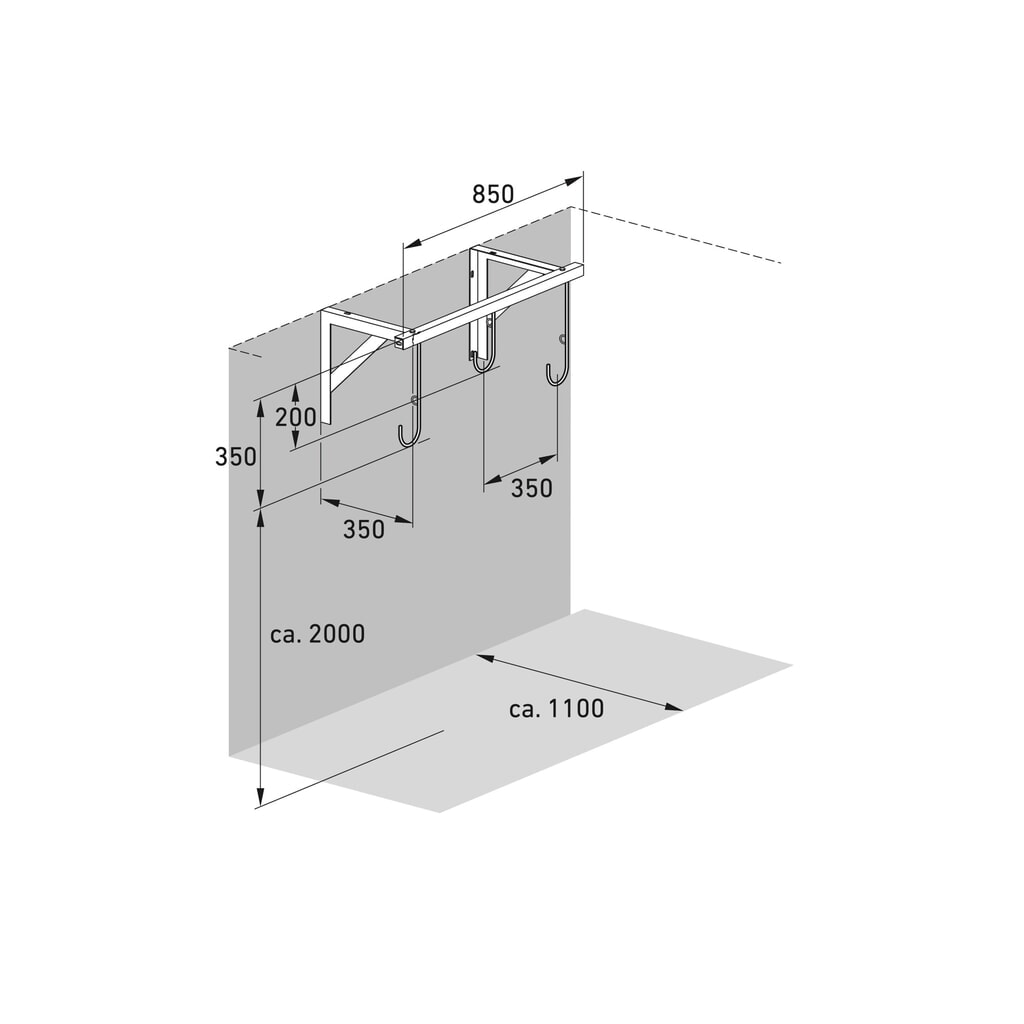 Portabiciclette sospeso, 3 posti, montaggio a soffitto Immagine del prodotto n. 7: Portabiciclette sospeso, 3 posti, montaggio a soffitto