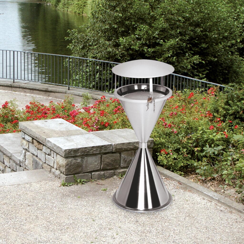 Posacenere a colonna VAR®, acciaio inox, con tettuccio, incl. Materiale di montaggio Immagine del prodotto n. 2: Posacenere a colonna VAR®, acciaio inox, con tettuccio, incl. Materiale di montaggio