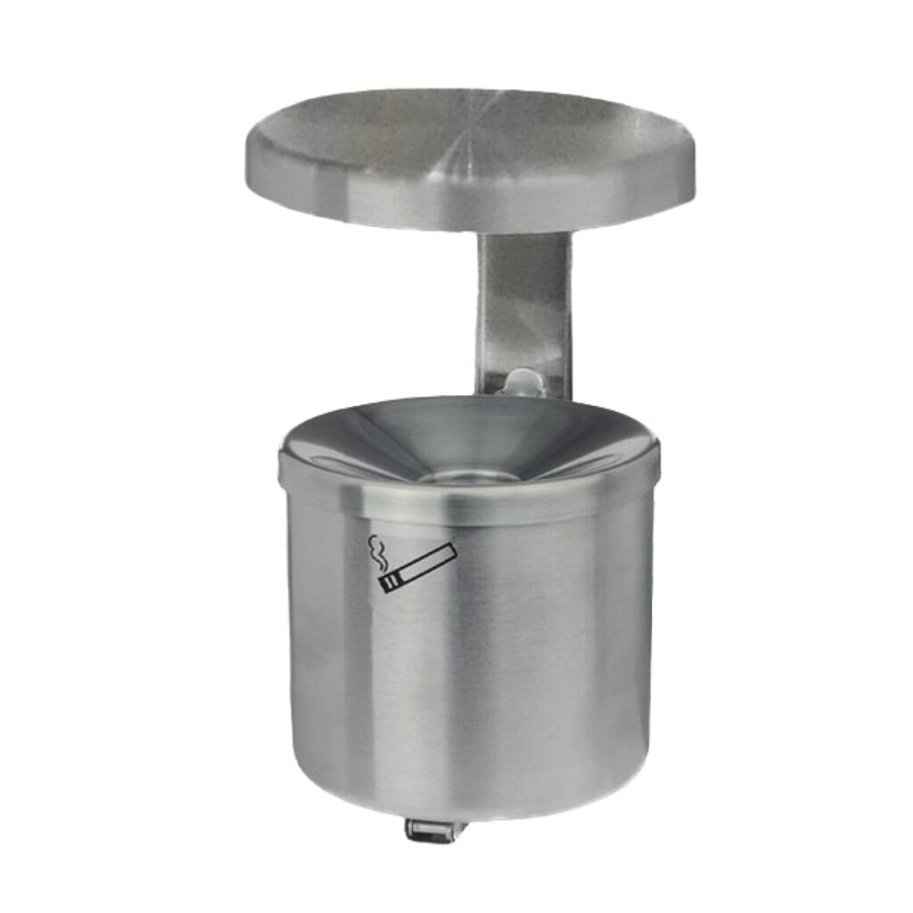 Immagine del prodotto: Posacenere da parete RONDO, 2,4 litri, acciaio inox, con tettuccio