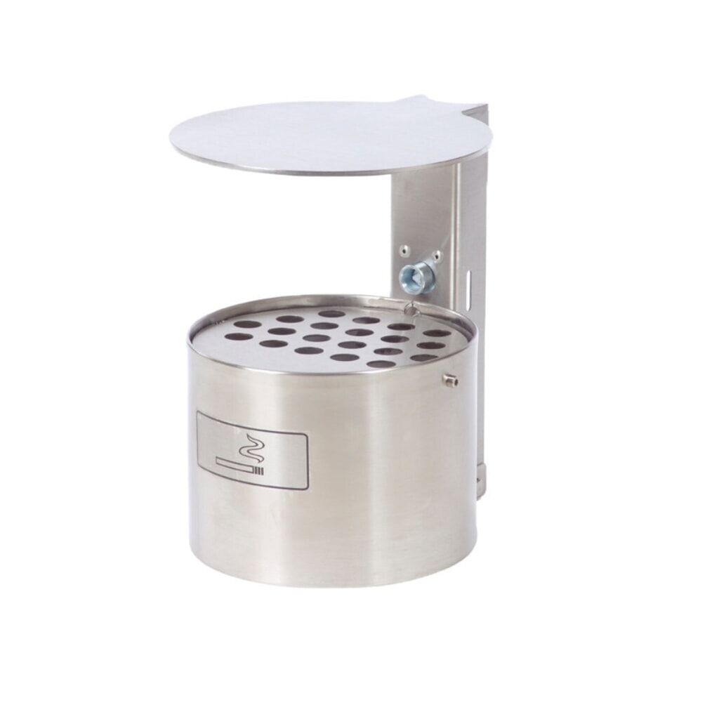 RENNER Posacenere da parete rotondo, con cofano di copertura, senza paletto, in acciaio inox, 4 litri Immagine del prodotto: RENNER Posacenere da parete rotondo, con cofano di copertura, senza paletto, in acciaio inox, 4 litri