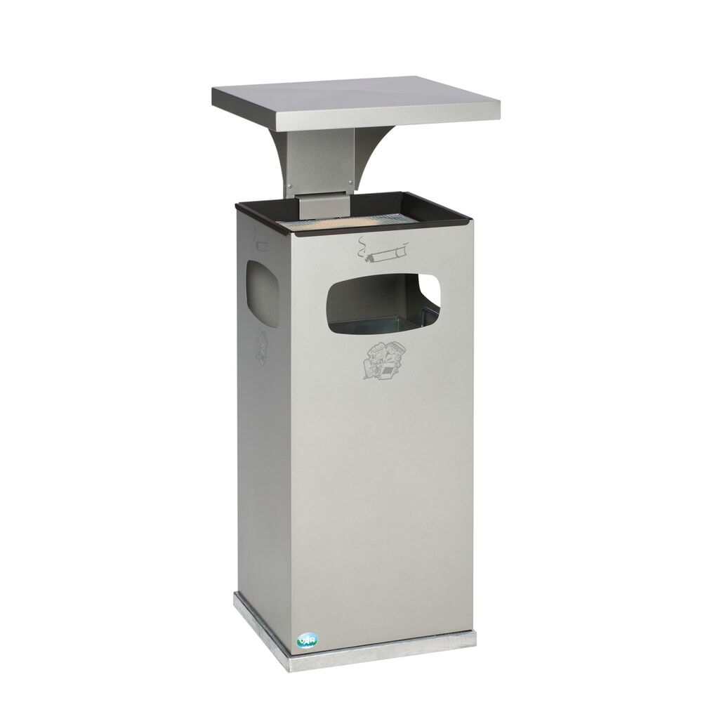 Posacenere VAR® per montaggio a pavimento, modello combinato, 38 litri, bianco traffico Immagine del prodotto n. 2: Posacenere VAR® per montaggio a pavimento, modello combinato, 38 litri, bianco traffico