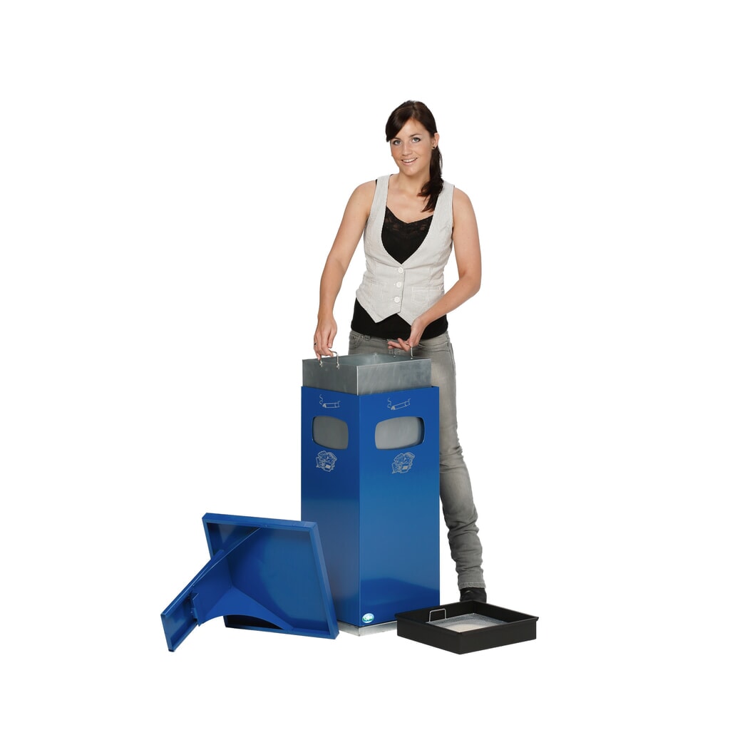 Posacenere VAR® per montaggio a pavimento, modello combinato, 38 litri, bianco traffico Immagine del prodotto n. 3: Posacenere VAR® per montaggio a pavimento, modello combinato, 38 litri, bianco traffico