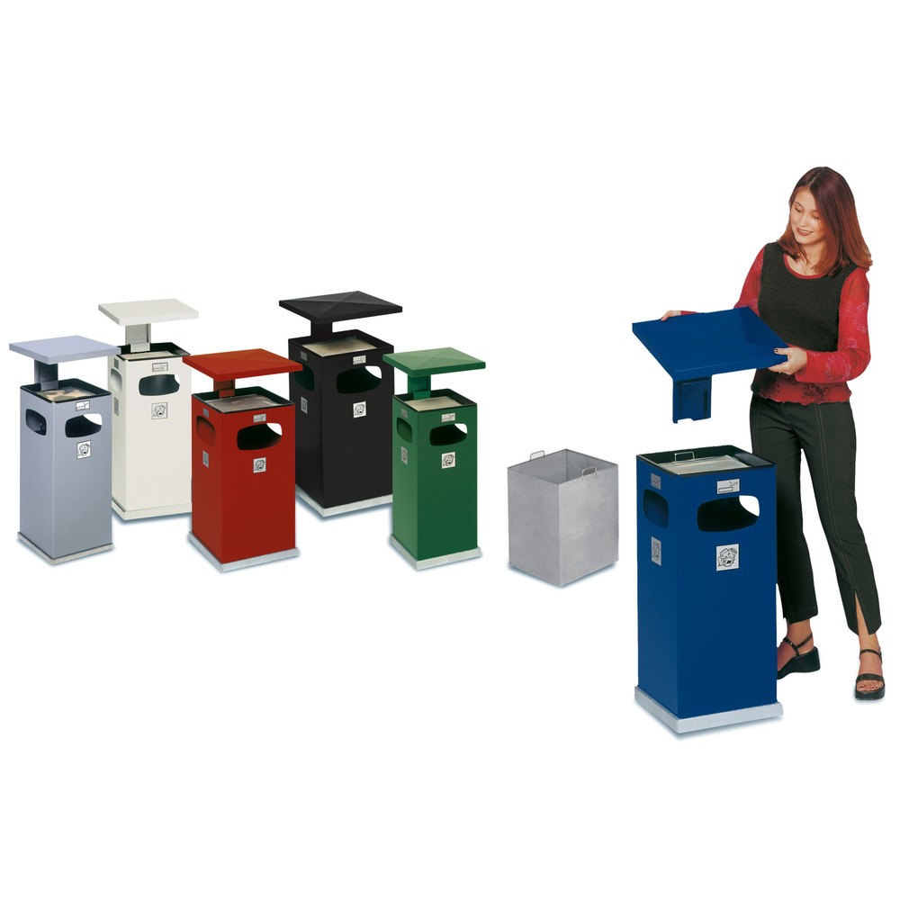 Immagine del prodotto n. 1: Posacenere VAR® per montaggio a pavimento, modello combinato, 38 litri, rosso porpora