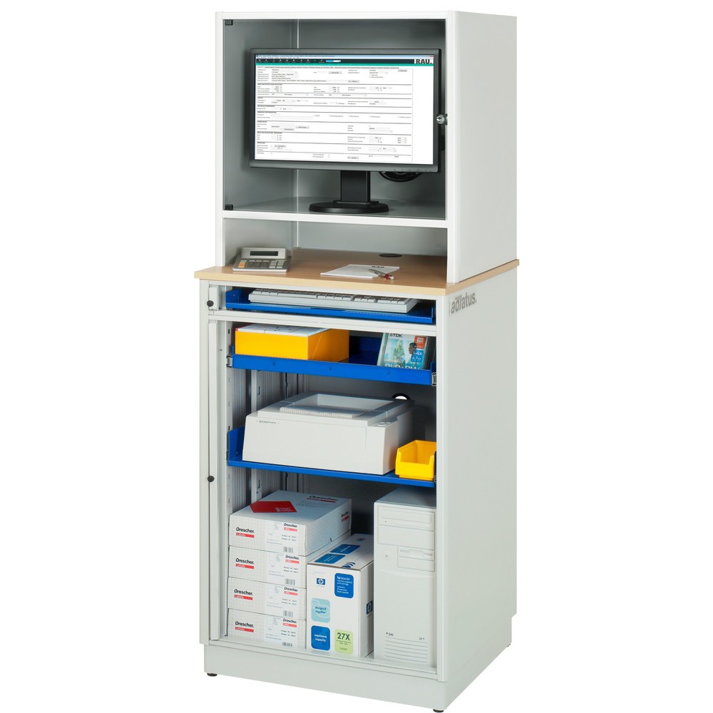 Immagine del prodotto n. 2: Postazione computer RAU, ripiano estraibile per tastiera, 1 cassetto, fisso
