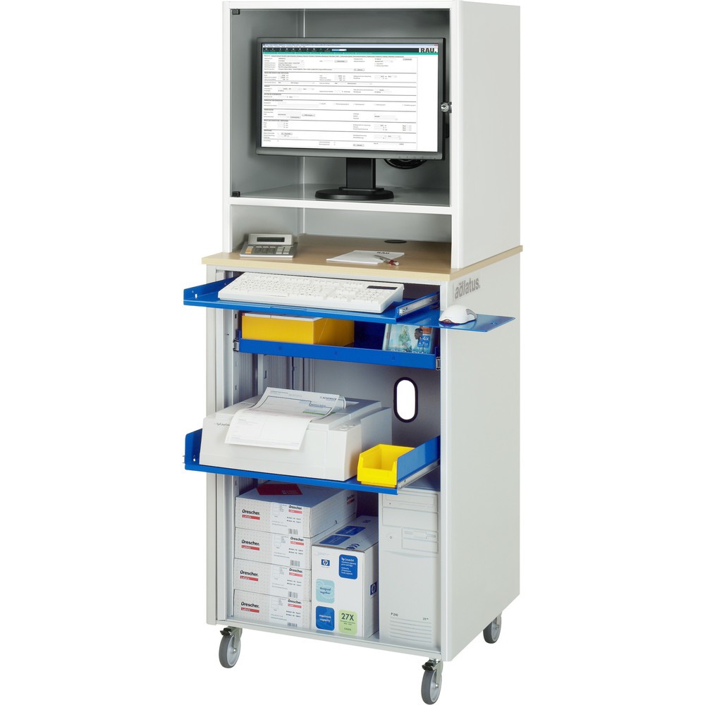 Immagine del prodotto n. 1: Postazione computer RAU, ripiano estraibile per tastiera, 1 cassetto, mobile