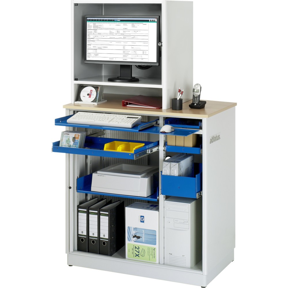 Immagine del prodotto n. 1: Postazione computer RAU, ripiano estraibile per tastiera, 3 cassetti, fisso