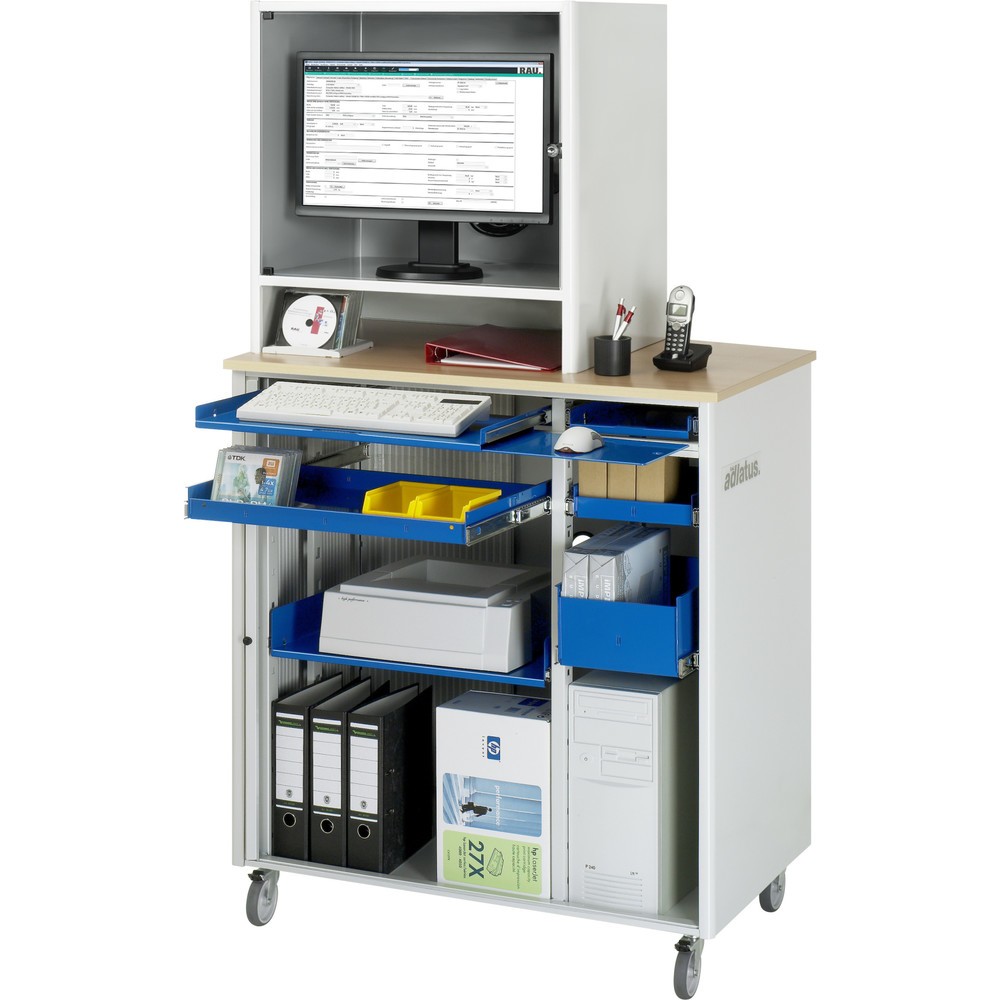 Immagine del prodotto n. 1: Postazione computer RAU, ripiano estraibile per tastiera, 3 cassetti, mobile