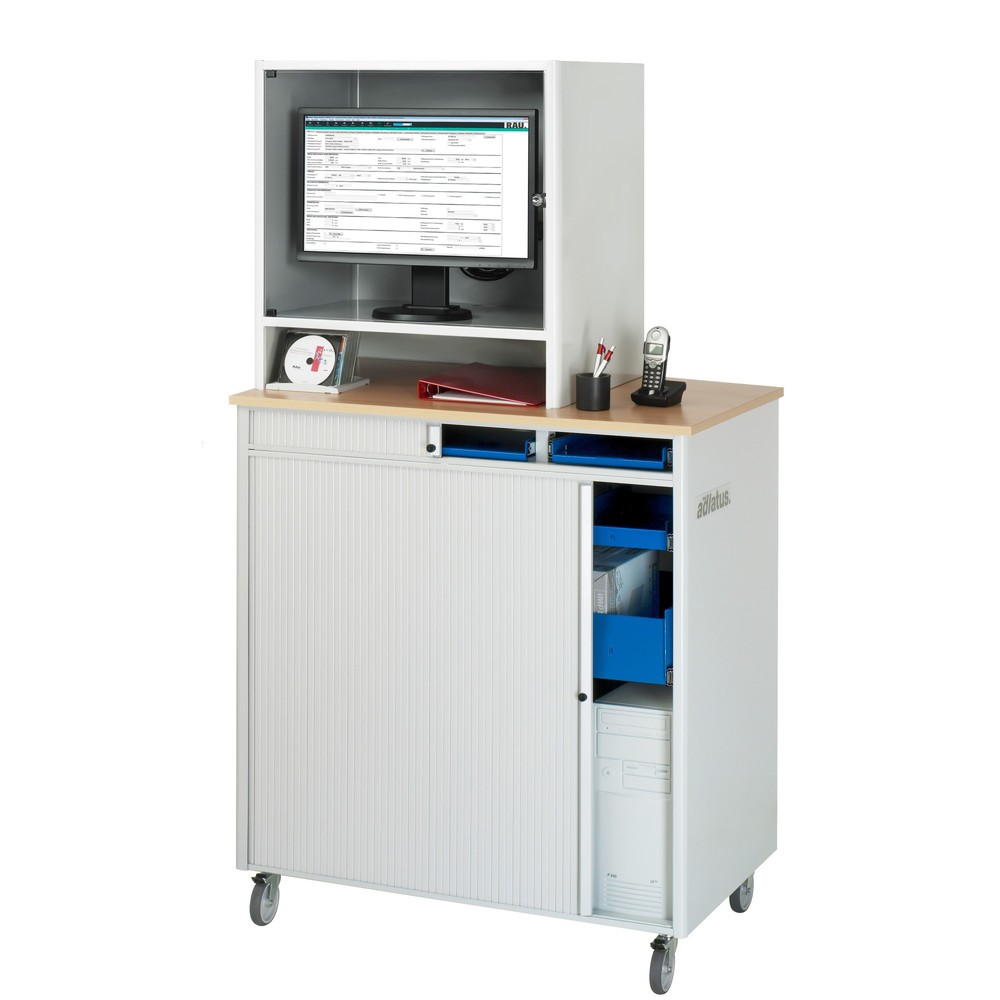 Immagine del prodotto n. 3: Postazione computer RAU, ripiano estraibile per tastiera, 3 cassetti, mobile