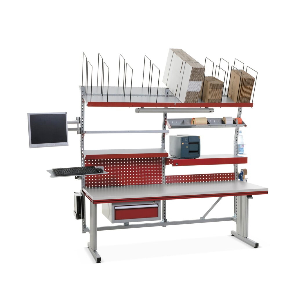 Rocholz tavolo di confezionamento regolabile elettricamente in altezza FLEX Premium, dotazione completa, AxLxP 720-1.120 x 2.000 x 800 mm Immagine del prodotto: Rocholz tavolo di confezionamento regolabile elettricamente in altezza FLEX Premium, dotazione completa, AxLxP 720-1.120 x 2.000 x 800 mm