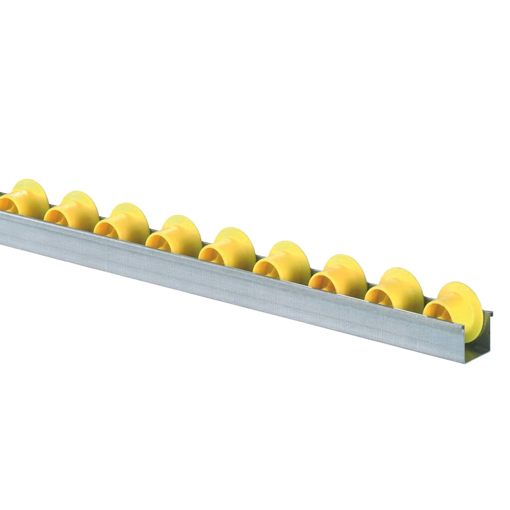 Profilo a U con rullini, bordino rulli, passo 100 mm, portata per rullo 5 kg Immagine del prodotto n. 1: Profilo a U con rullini, bordino rulli, passo 100 mm, portata per rullo 5 kg