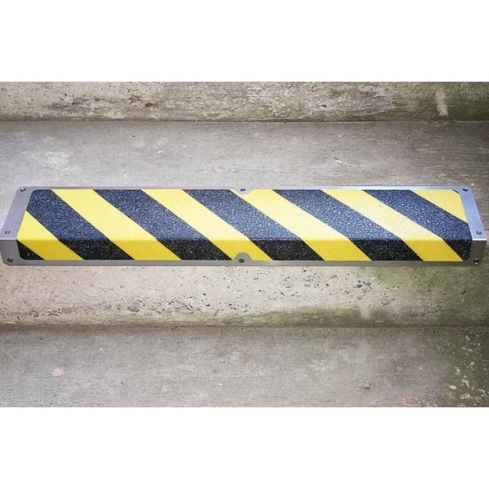 Immagine del prodotto: Profilo di protezione bordi antiscivolo in alluminio, nero- giallo, LxL 635 x 120 mm