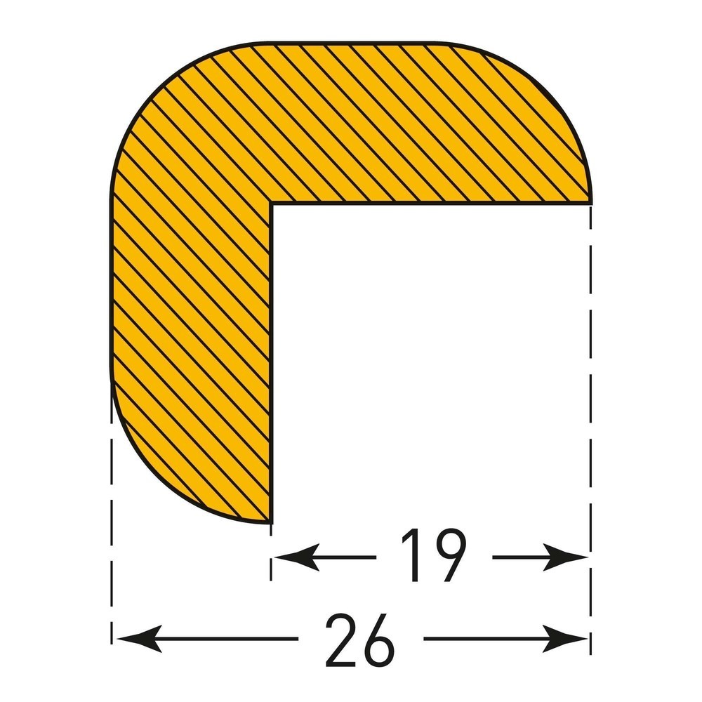 Immagine del prodotto n. 3: Protezione anticollisione MORAVIA per bordi, angolare, autoadesiva, semicircolare, AxL 26 x 26 mm, lunghezza 1 m